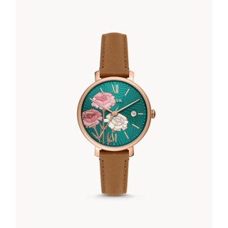 【FOSSIL】Jacqueline 花朵綻放皮革腕錶 ES5274 36mm 現代鐘錶