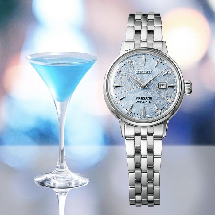 【SEIKO精工】調酒師系列 SRE007J1 鋼錶帶 機械女錶 2R05-00A0B 淺藍/銀 30.3mm 台南時代