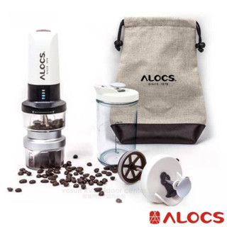【ALOCS】多功能304不鏽鋼電動可調式研磨咖啡機組+營地燈.登山露營咖啡豆研磨機.磨豆機.濾泡咖啡_KW-K25