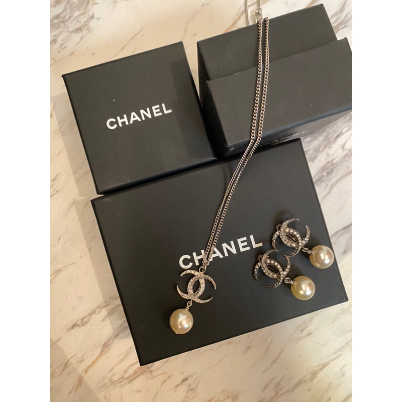 （二手）Chanel 香奈兒珍珠項鍊&amp;夾式耳環