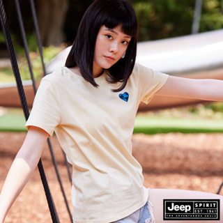 JEEP 女裝 純棉休閒圖騰印花短袖T恤-黃色