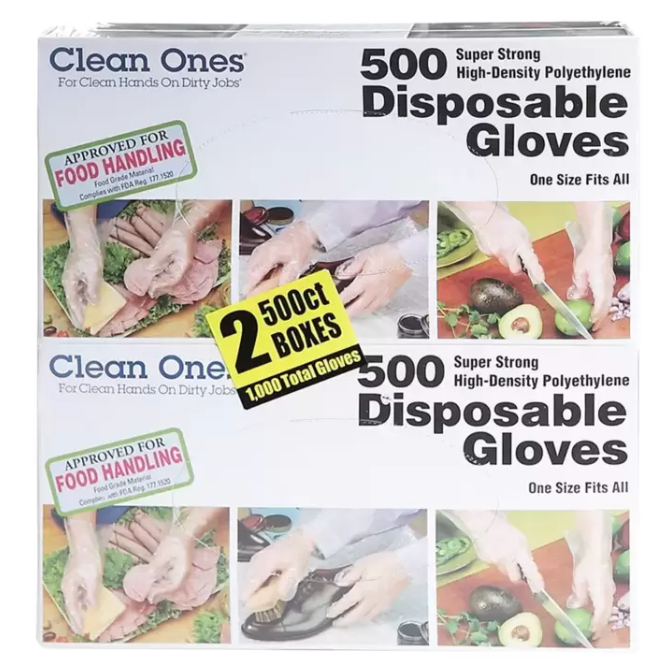【⭐Costco 好市多 代購⭐】 Clean Ones 拋棄式塑膠手套 500入 X 2盒