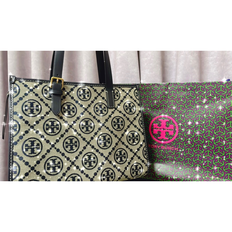 全新正品 TORY BURCH 緹花帆布 托特包 海軍藍（只接受面交）