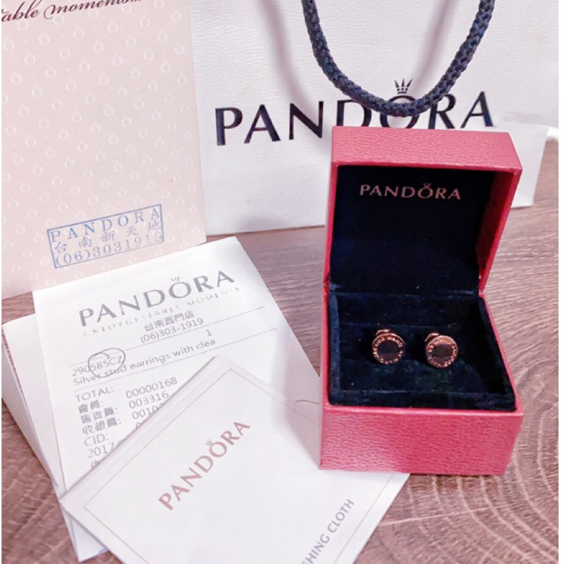 二手✨潘朵拉PANDORA 玫瑰金針式耳環