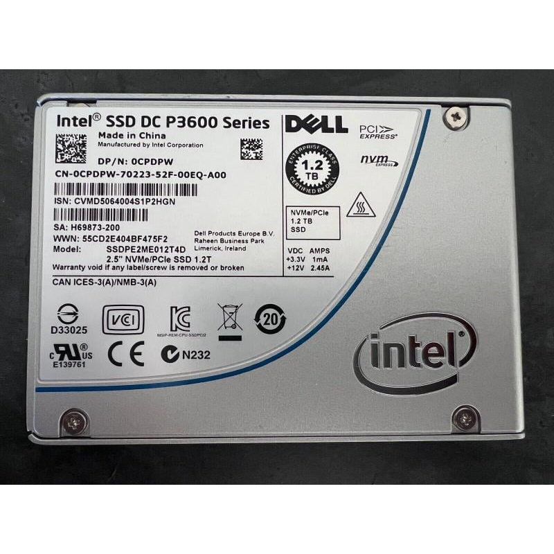 💯24H出貨💯INTEL DELL P3600 1.2TB 2.5吋 PCIe 3.0 NVMe,U.2接口企業級SSD
