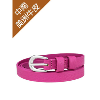 【Talerf泰樂福】細版百搭流行帶 時尚女皮帶 皮帶 牛皮皮帶 真皮腰帶 (桃紅)-女/臺灣製造