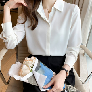雅麗安娜 雪紡衫 白襯衫 襯衫S-2XL韓版通勤白色氣質緞面疊穿垂感長袖襯衫職業上衣NE205-3120.無標