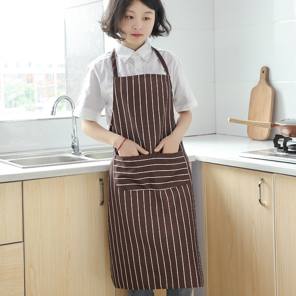 『茉立家居』防油污好清洗圍裙韓版經典條紋款