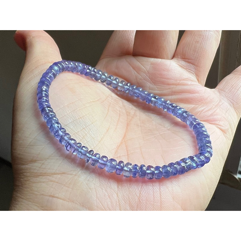 珠寶級 玻璃體 🈚️棉絮 丹泉石 （坦桑石） 藍靛紫色 手串
