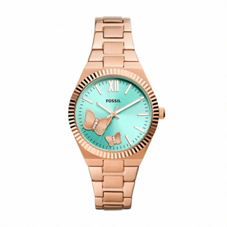 FOSSIL Scarlette 浮雕蝴蝶 玫瑰金不鏽鋼腕錶 (ES5277)