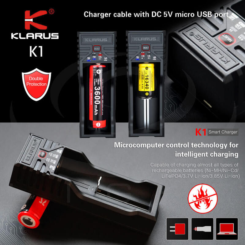 【電筒發燒友】KLARUS K1 多規格充電器&gt;鋰離子/鎳氫/鎳鎘/磷酸鐵鋰&gt;皆可充 修復激活電池 Micro-USB