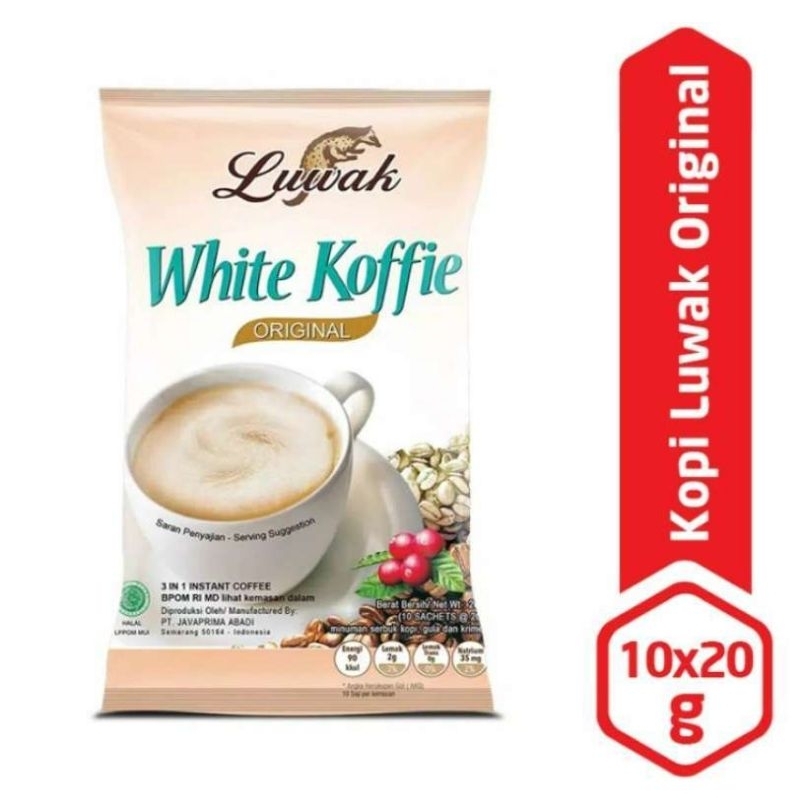 LUWAK WHITE KOFFIE 麝香貓白咖啡 ORIGINAL 3 in 1 KOPI LUWAK 10*20g