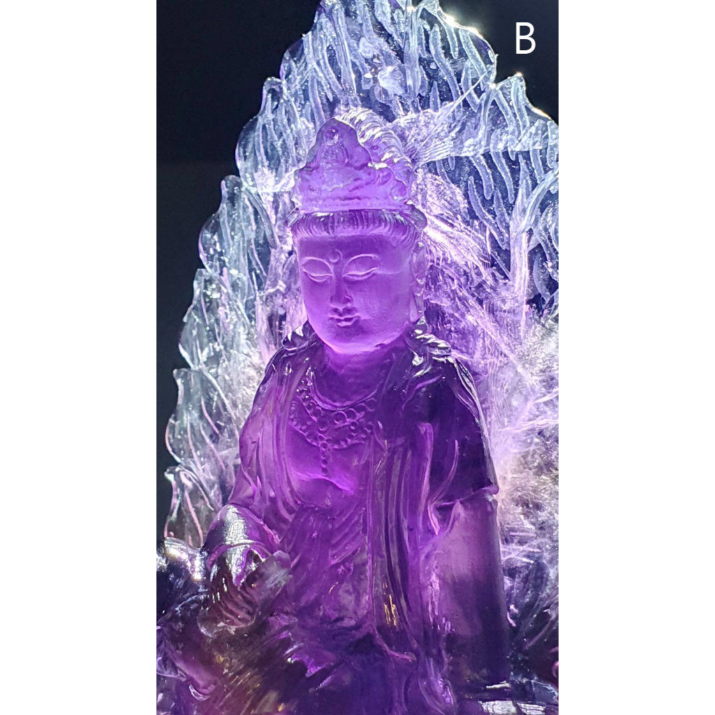 [AM08]天然紫水晶觀自在菩薩雕件 B款 心經 菩薩 佛教 [龍彩寶石]蝦皮代開發票