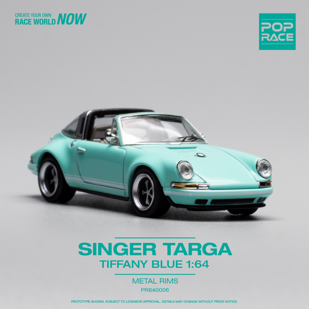 (林口現貨) POP RACE 1/64 Singer Targa 964 Tiffany Blue