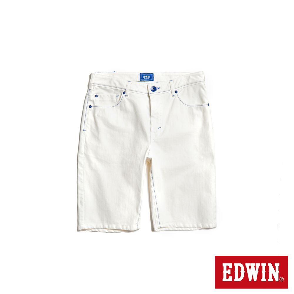 EDWIN 加大碼 EDGE JERSEYS 迦績 合身牛仔短褲(白色)-男款