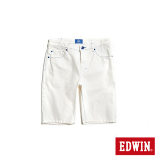 EDWIN 男款 加大碼 EDGE JERSEYS 迦績 合身牛仔短褲(白色)