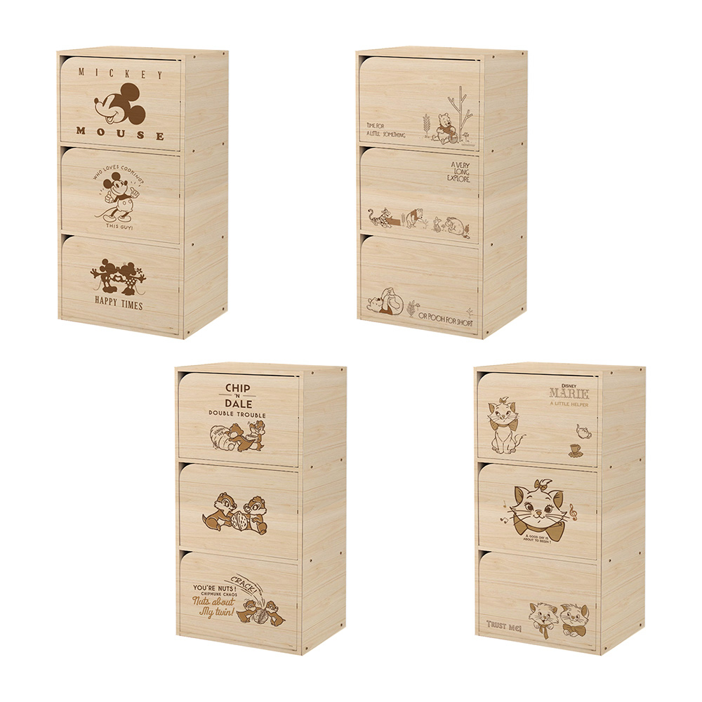 迪士尼 Disney 單色木紋 三層門櫃 三層櫃 木櫃 收納櫃 正版授權 台灣製造【網狐家居】