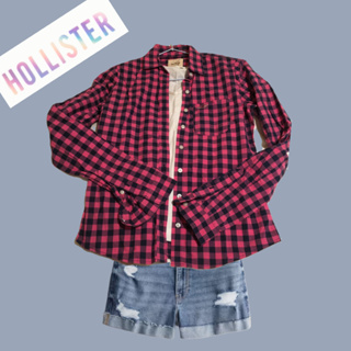美國 Hollister 藍/桃紅格紋襯衫 薄長袖