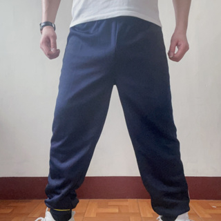 二手藍黑色縮口褲運動系列彈性長褲M（男）