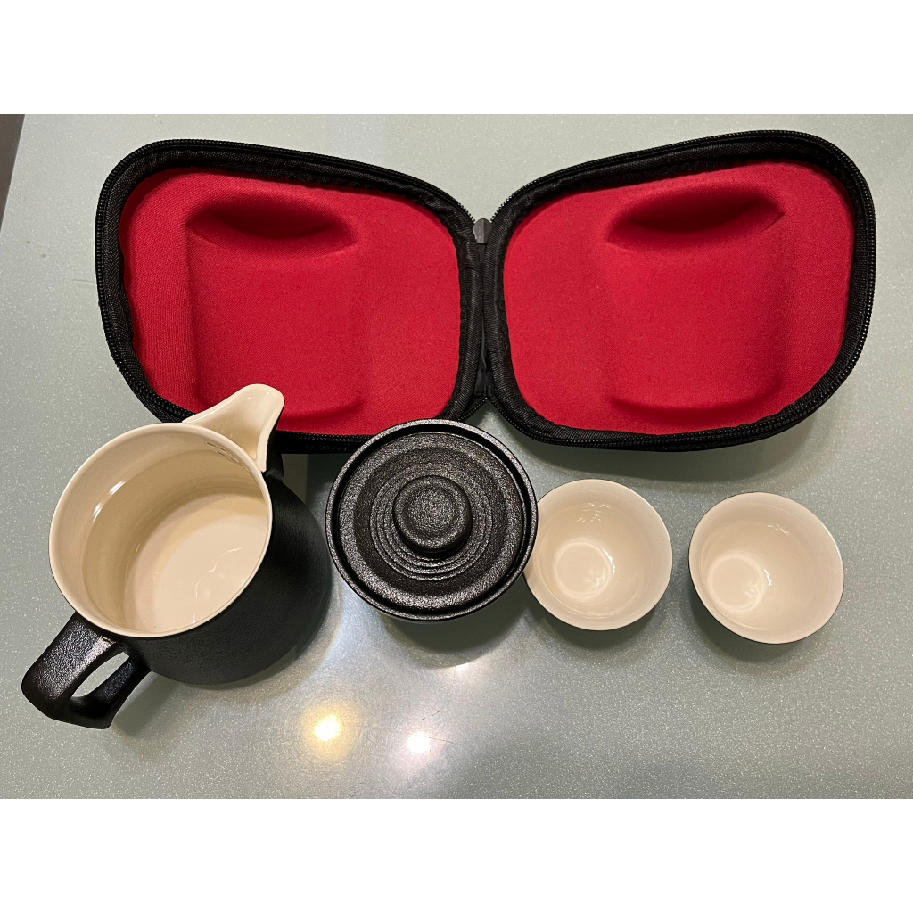 旅行茶具 黑陶茶具組 1壺+1濾+2杯+1保護套 ❤️當天出貨❤️