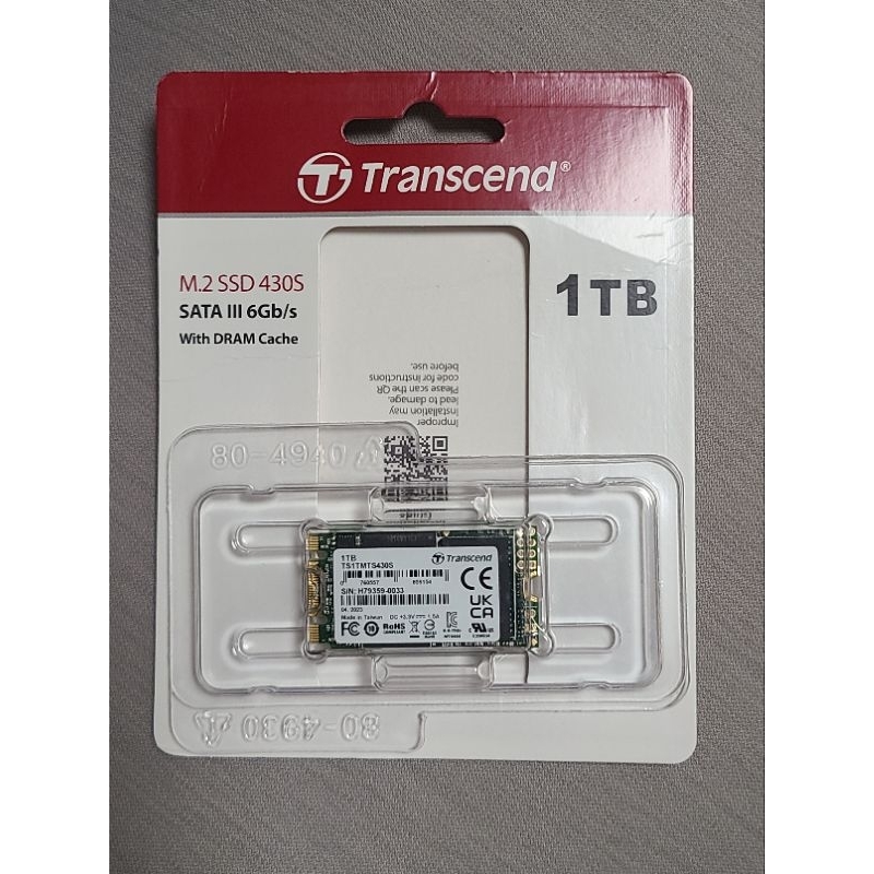 賠售 Transcend 創見 五年保 1TB M.2 2242 SATA Ⅲ SSD TS1TMTS430S