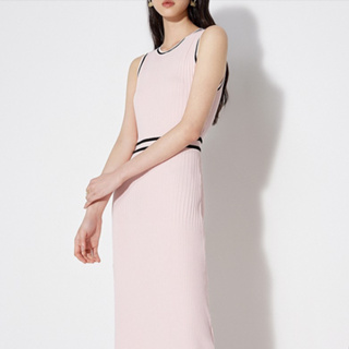 雅麗安娜 洋裝 連身裙 包臀裙S-L坑條小香風針織連身裙夏無袖修身顯瘦長裙T101-7546.