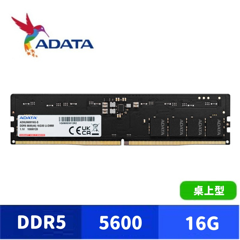 ADATA 威剛 DDR5 5600 16GB 桌上型記憶體