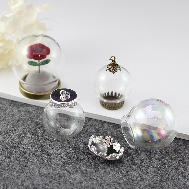 手工玻璃球水晶球DIY飾品配件項鏈吊墜配件球形玻璃罩多規格