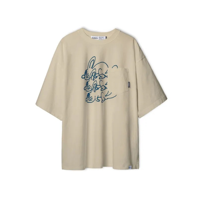 FILTER017® Jump Through Hoops (Hare X3) Tee 三兔圖像口袋短Tee | 淺卡其
