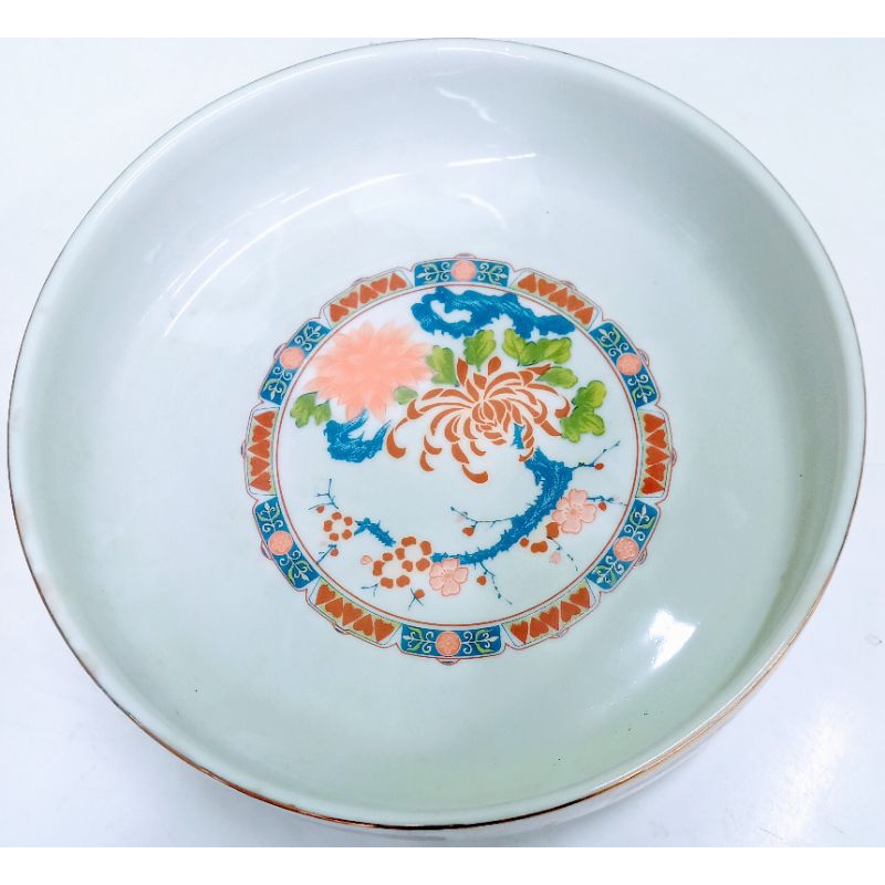 金義合製/早期 古物 舊物 老物 古董 竹菊 陶瓷盤 盤碟 瓷器 白盤 深盤 盤子組