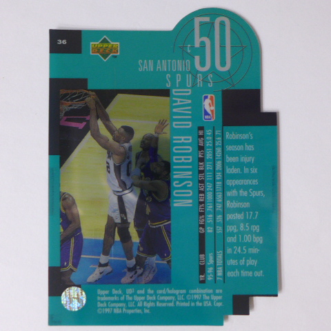 ~ David Robinson ~名人堂/馬刺雙塔/海軍上將/大衛·羅賓森 1997年UD3.底片設計.NBA塑膠卡
