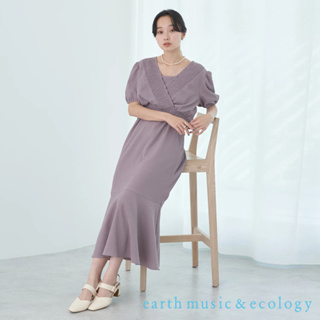 earth music&ecology 【SET ITEM】短版V領蓬袖上衣+魚尾剪裁吊帶洋裝(1M36L0H0240)