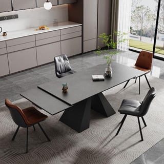 餐桌 桌椅組合 可伸縮 嚴板 意式極簡進口巖板餐桌可伸縮現代簡約家用小戶型多功能餐桌椅