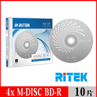 RITEK錸德 M-DISC千年光碟 4x BD-R 25GB/單片盒裝10入
