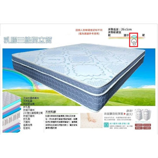 嘉義/臺南/高雄/屏東地區免運【臺灣製造】 3.5尺/5尺/6尺天絲抗菌乳膠三線獨立筒(強化邊框)彈簧床/床墊