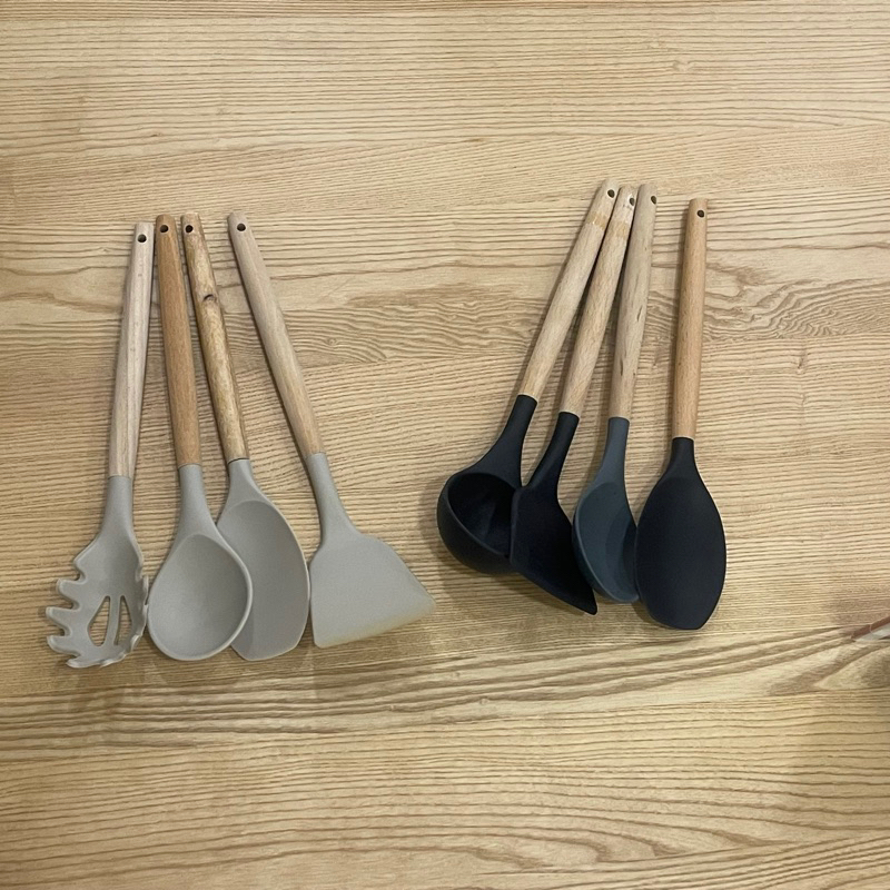二手-木柄矽膠廚具4件組
