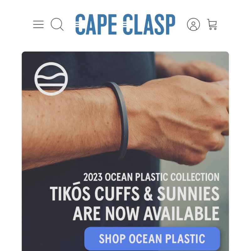Tikos 黑色 最新 現貨 手環 海洋 飾品 第4季  美國品牌 Cape Clasp  塑料再生 保育