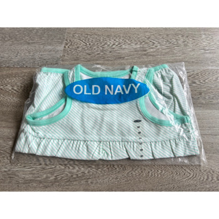 美國童裝Old Navy 女童5歲白綠色條紋無袖背心—-全新