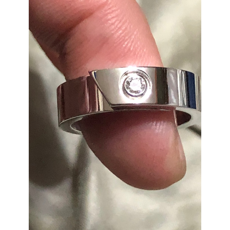 Cartier 白k金單顆鑽戒指