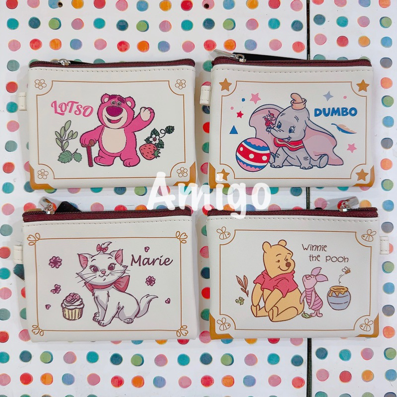 正版授權 迪士尼 熊抱哥 瑪莉貓 瑪麗貓 小飛象 維尼 小熊維尼 復古 皮質 皮革 錢包 零錢包 小錢包 拉鍊包 卡片包