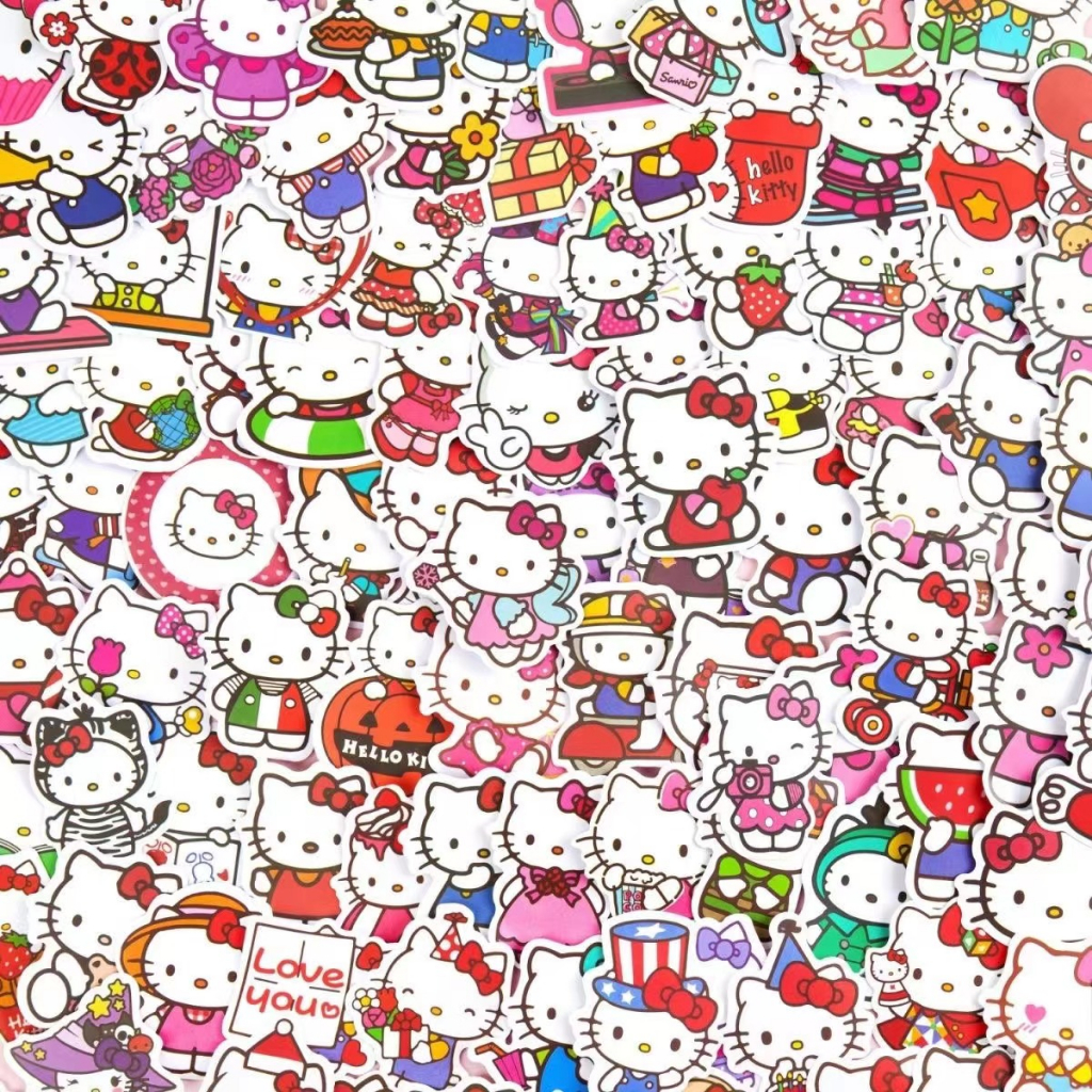 🍁精選🍁50張入 Hello Kitty 凱蒂貓 可愛卡通防水貼紙 行李箱貼紙 機車貼紙 筆電貼紙（4）