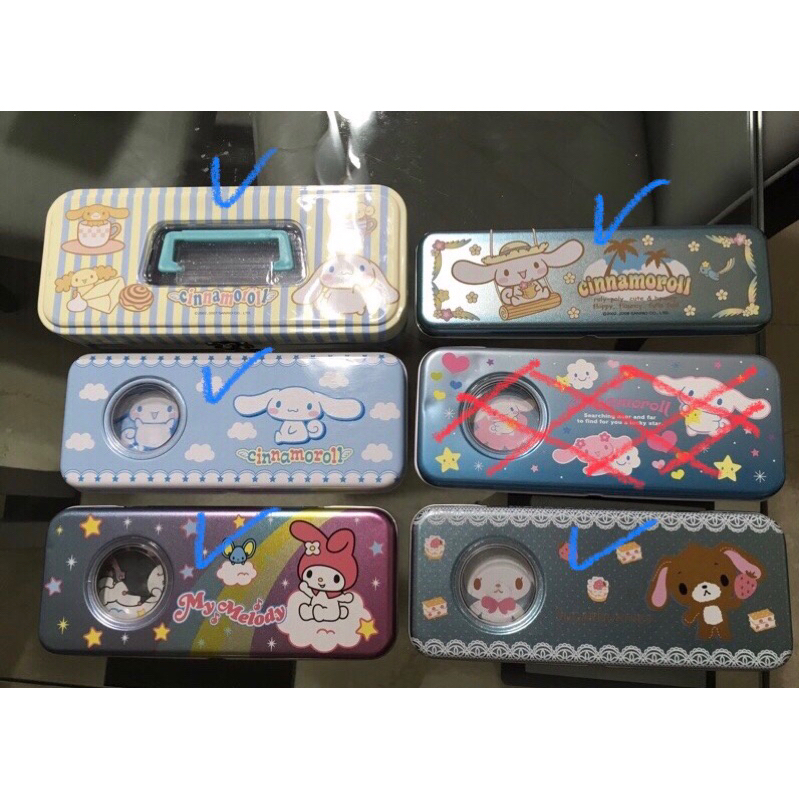 (3件$100)SANRIO 三麗鷗(Hello Kitty/大耳狗/甜點兔/美樂蒂)雙層開窗鐵筆盒/鉛筆盒 線香盒