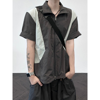 SLC I Nylon stitch color 2-way zip-up over shirt / 3color