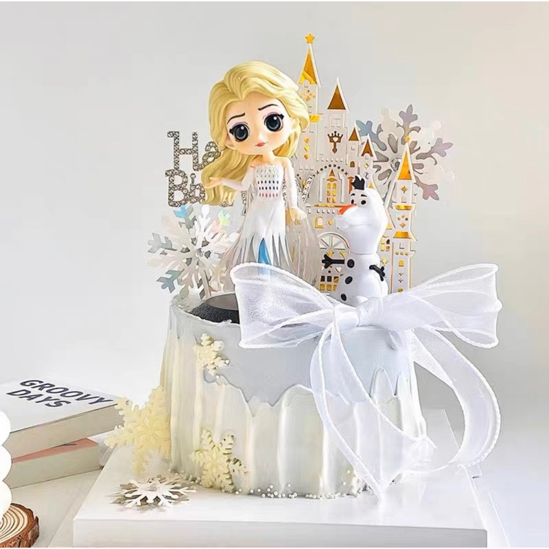 ❄️現貨❄️冰雪奇緣艾莎雪寶生日蛋糕裝飾組合🎂女孩生日派對🥳