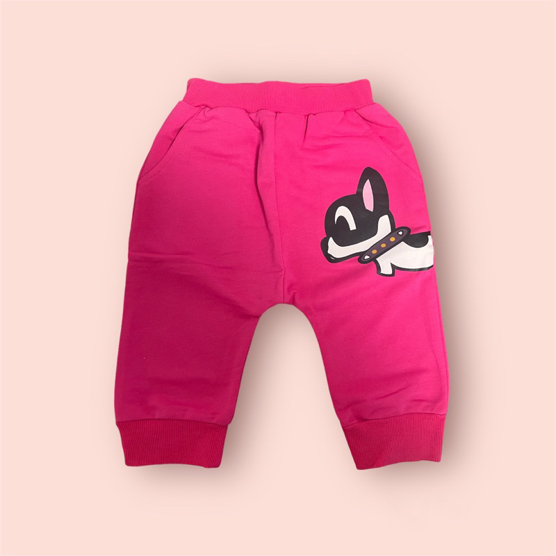 粉紅色兒童小狗圖案長褲