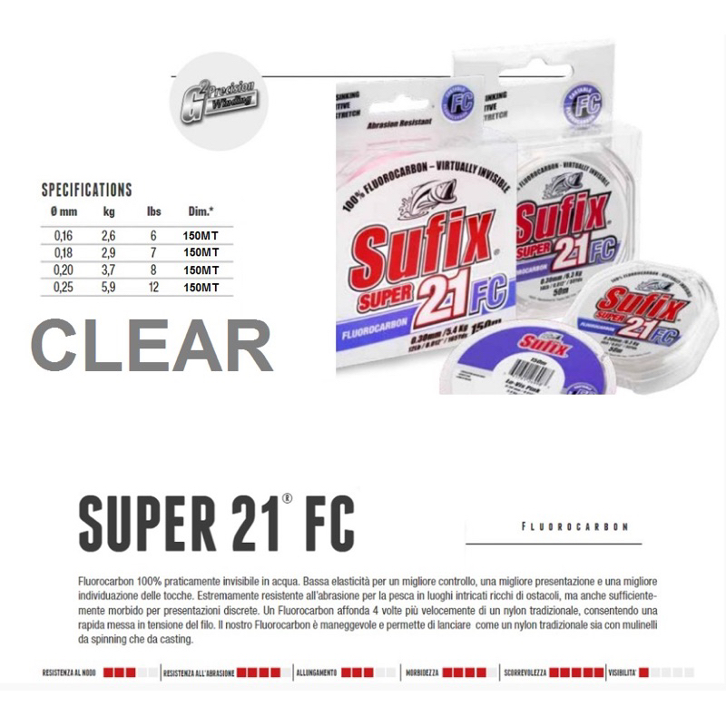 SUFIX Super21 FC 100%路亞碳纖線