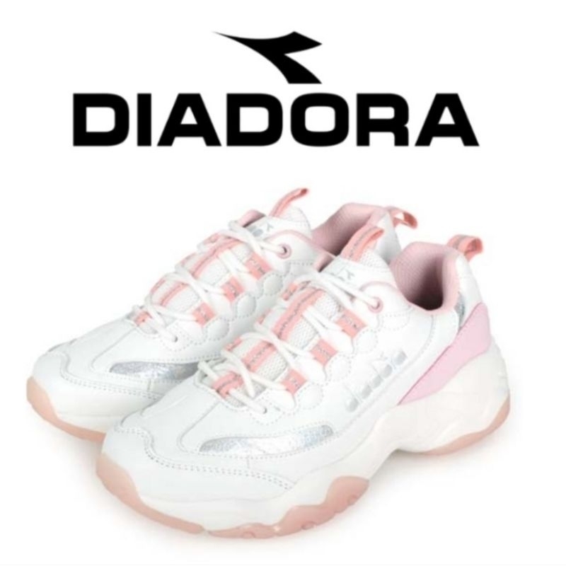 DIADORA 女 耐磨止滑 彈力機能鞋墊 運動鞋-寬楦-復古 慢跑鞋老爹鞋 DA 1683&lt;74&gt; 白粉紅銀