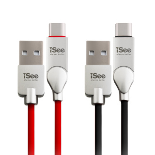 〈iSee〉Type-C轉USB A可彎折鋁合金充電傳輸線1.2米(IS-CA57) 盛夏專享