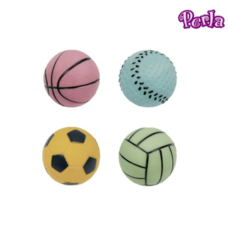 Perlapets 狗玩具球 2.5"玩具球 籃球/棒球/排球/足球 4入組 寵物玩具 洗澡玩具 啾啾玩具 狗玩具