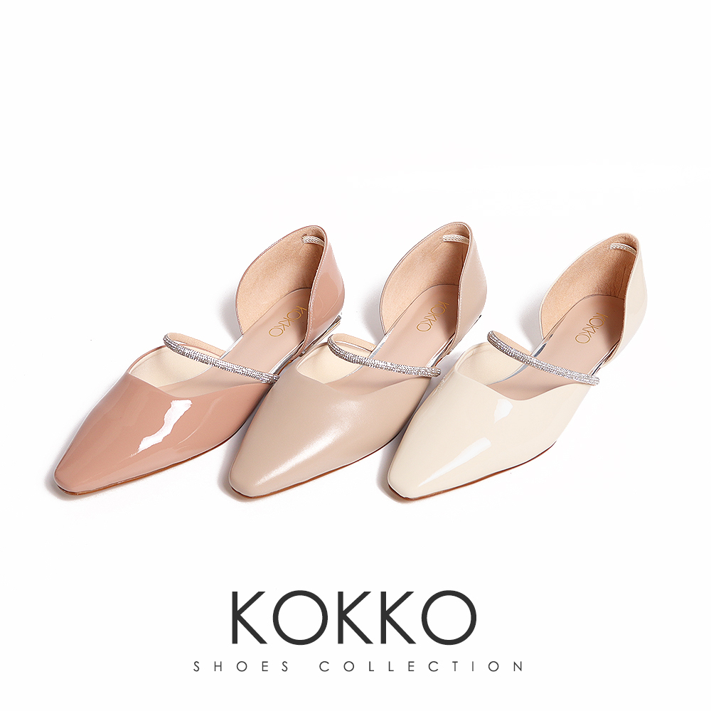 KOKKO精緻水鑽鞋帶顯瘦修腳包鞋